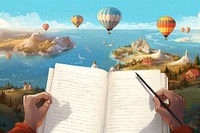 Publication landscape outdoors balloon. AI generated Image by rawpixel.