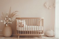 Crib furniture nursery room. 