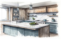 Kitchen countertop drawing architecture. 