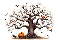 Halloween tree drawing sketch. 