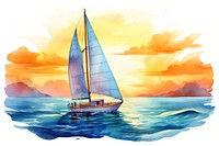 Sailboat watercraft vehicle sunset. 