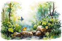 Bird painting outdoors nature. 