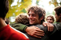 Laughing hugging adult men. AI generated Image by rawpixel.