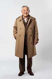 Overcoat white background retirement outerwear. 