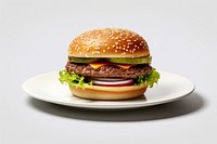 Burger plate food beef. AI generated Image by rawpixel.