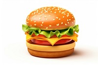 Cheese burger food white background. 