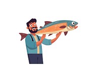 Fish fisherman holding animal. 