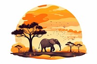 Savanna landscape elephant wildlife. AI generated Image by rawpixel.