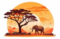 Savanna landscape elephant wildlife. 