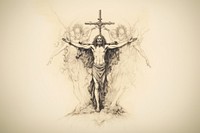Drawing crucifix symbol sketch. AI generated Image by rawpixel.