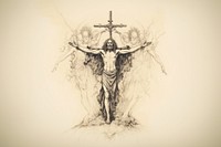 Drawing crucifix symbol sketch. 