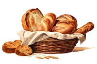 Bread basket food white background. AI generated Image by rawpixel.