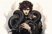 Snake animal black portrait. 