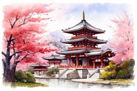 Temple architecture building pagoda. AI generated Image by rawpixel.