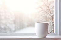 Windowsill mug tranquility coffee. 