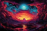 Nature sky art psychedelic art. AI generated Image by rawpixel.