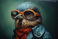 Glasses bird portrait animal. 