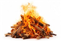 Bonfire white background fireplace firewood.