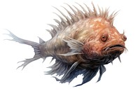 Fish animal white background underwater, digital paint illustration. AI generated image