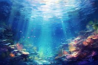 Underwater sea backgrounds outdoors, digital paint illustration. AI generated image