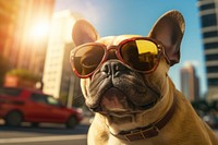 Dog sunglasses bulldog mammal. 