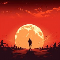 Moon silhouette outdoors adult. AI generated Image by rawpixel.