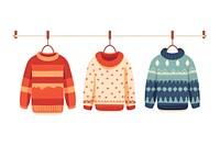 Sweater hanging white background clothesline. 