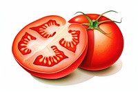Tomato vegetable slice fruit, digital paint illustration. AI generated image
