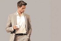 Fashion blazer coffee shirt. AI generated Image by rawpixel.