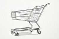 Supermarket shopping cart white background, digital paint illustration.  image