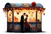 Kissing adult kiosk night. AI generated Image by rawpixel.