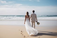 Wedding beach adult bride. AI generated Image by rawpixel.