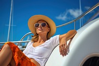 Sunglasses sunbathing yacht adult. 