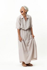 Laughing fashion dress white background. AI generated Image by rawpixel.