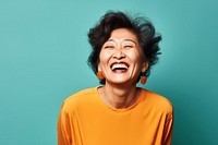 Laughing adult woman happiness. 