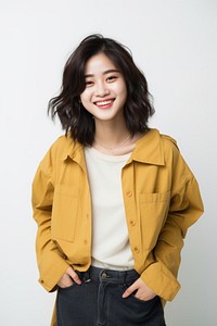 Portrait smiling jacket denim. 