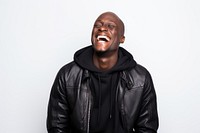 Jacket adult black laugh. AI generated Image by rawpixel.