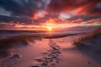Sunset beach sunlight outdoors. AI generated Image by rawpixel.