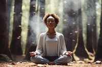 Sitting adult woman yoga. 