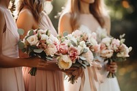 Bridesmaid outdoors wedding holding. AI generated Image by rawpixel.