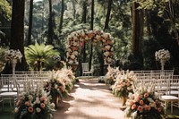 Wedding outdoors flower garden. 