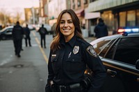 Police car vehicle smiling. 