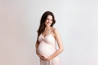 Pregnant touching portrait fashion. 