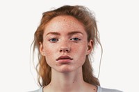 Portrait freckle adult woman. AI generated Image by rawpixel.