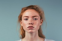 Portrait freckle adult woman. AI generated Image by rawpixel.