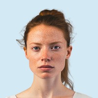 Portrait freckle adult woman. 