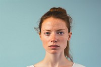 Portrait freckle adult woman. 