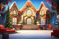 Christmas cartoon house architecture. 