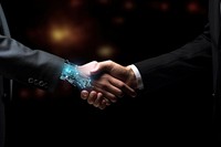 Handshake adult illuminated futuristic. AI generated Image by rawpixel.