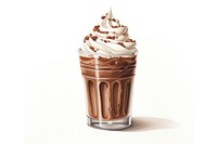 Cream chocolate smoothie dessert, digital paint illustration.